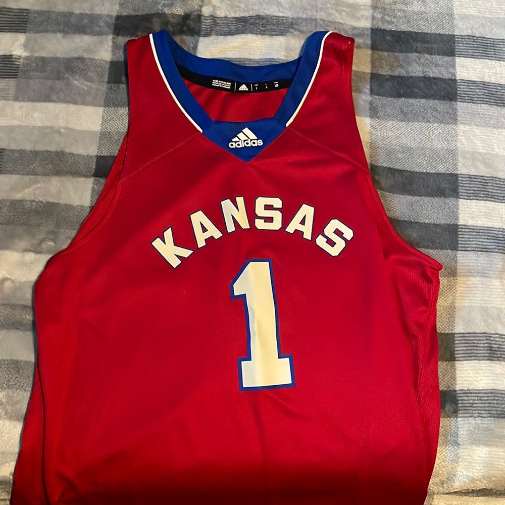 Men’s adidas Kansas University basketball jersey. Size Large.